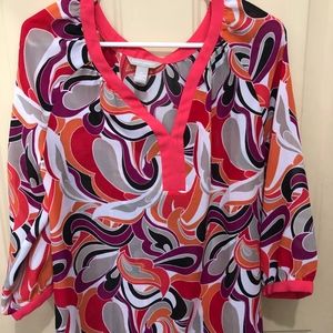 Banana Republic Womens Sheer Orange Paisley Print